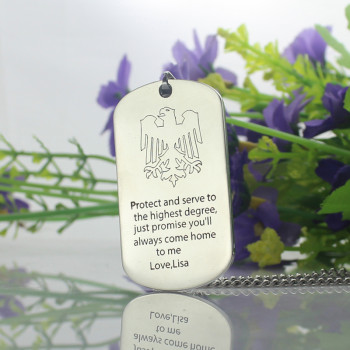 Man's Dog Tag Eagle Name Necklace Man's Dog Tag Eagle Name Necklace