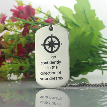 Compass Man's Dog Tag Name Necklace Compass Man's Dog Tag Name Necklace
