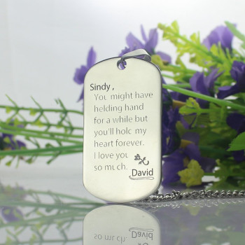 Man's Dog Tag Love and Family Theme Name Necklace Man's Dog Tag Love and Family Theme Name Necklace