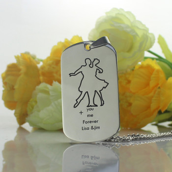Dancing Theme Dog Tag Name Necklace Dancing Theme Dog Tag Name Necklace