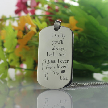 Father's Love Dog Tag Name Necklace Father's Love Dog Tag Name Necklace