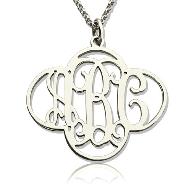 Personalised Clover Monogram Necklace Personalised cut-out clover monogram necklace in sterling silver