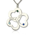 Personalised triple heart shamrocks necklace with name engraving