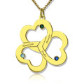 Engraved Triple Heart Birthstone Name Necklace Personalised triple heart birthstone name necklace