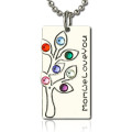Personalised sterling silver birthstone mother family tree necklace