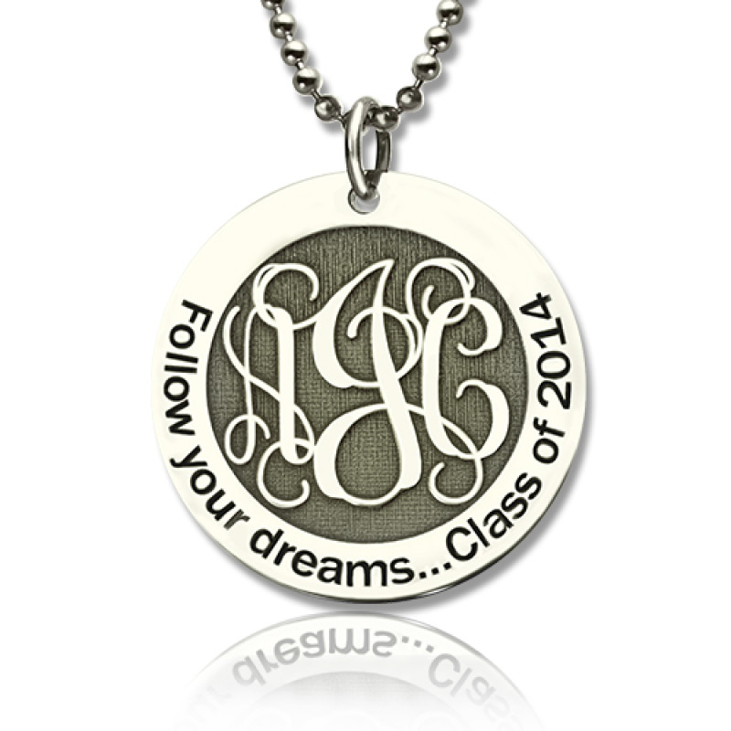 Personalised Class Graduation Monogram Necklace Personalised class graduation monogram necklace in sterling silver
