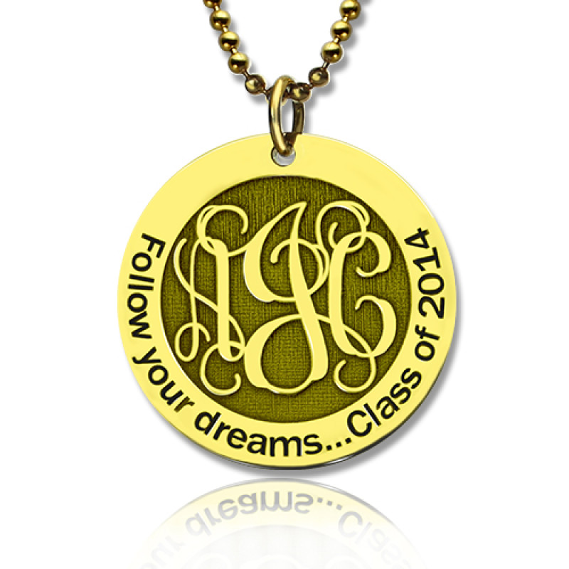 Follow Your Dreams disc monogram necklace
