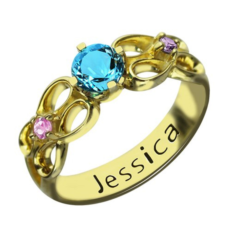Personalised Birthstone Infinity Promise Ring with Name Personalised birthstone infinity promise ring with name engraving