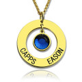 Personalised circle name necklace with birthstone