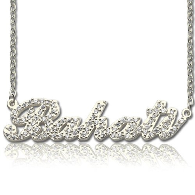 Sterling Silver Full Birthstone Carrie Name Necklace Personalised Carrie name necklace with birthstone detailing
