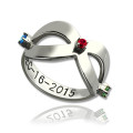 Engraved infinity birthstone ring with personalised date detail