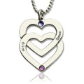 Personalised Double Heart Name Necklace Personalised double heart engraved name necklace in sterling silver