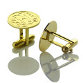 Engraved monogram cufflinks in 18ct gold plated finish