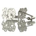Personalised three-initial script monogram cufflinks