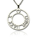 Personalised sterling silver Roman numeral open-circle disc necklace