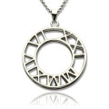 Personalised double circle Roman numeral clock-design necklace