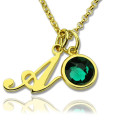 Custom Birthstone Initial Necklace Custom birthstone initial necklace