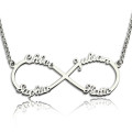Personalised sterling silver infinity symbol necklace with four names