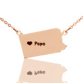 Personalised Pennsylvania State Heart Name Necklace Personalised Pennsylvania state map heart name necklace in rose gold