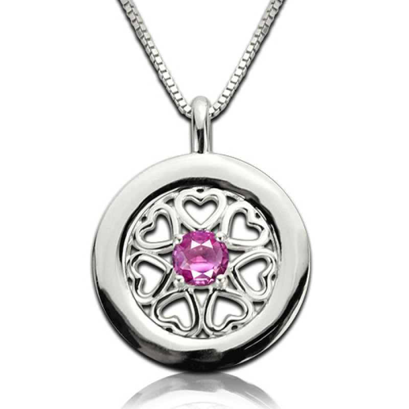 Sterling Silver Birthstone Hearts Pendant Necklace Sterling silver Birthstone Hearts All Around pendant necklace