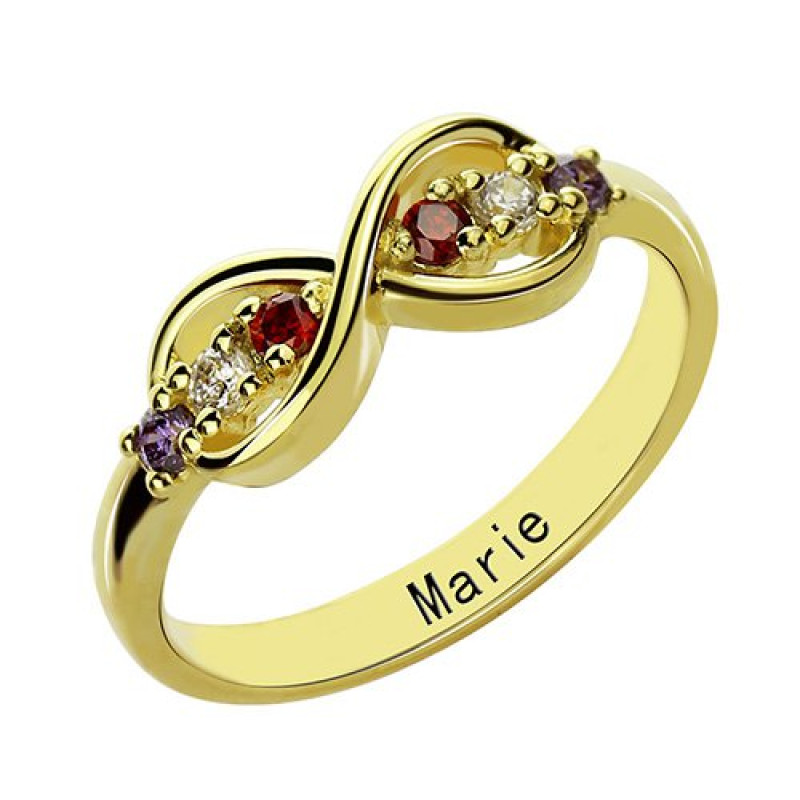 Gold Plated Infinity Promise Ring with Birthstones Gold plated infinity promise ring with birthstones