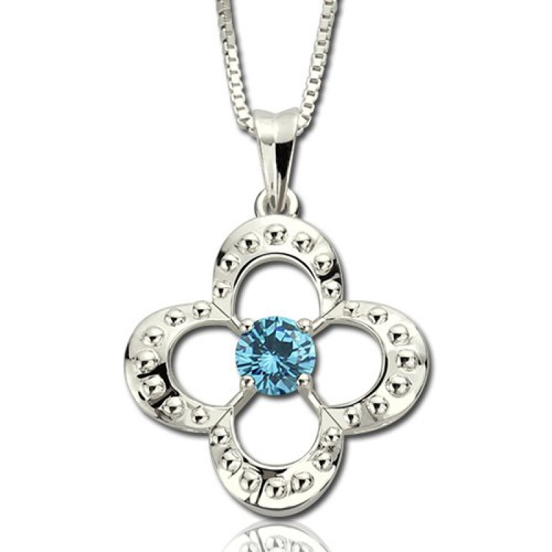Four-leaf clover birthstone necklace