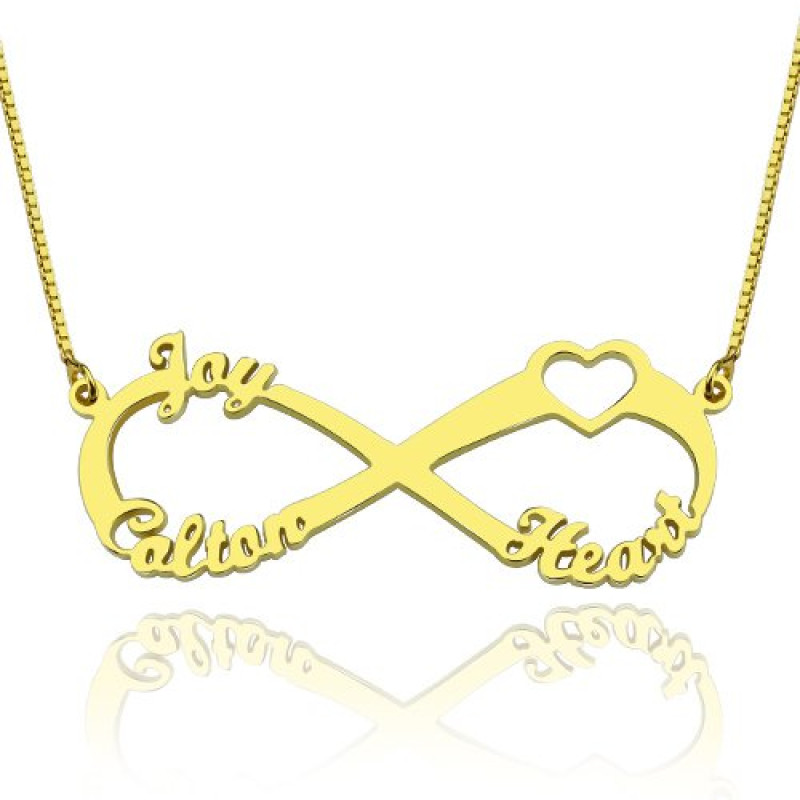 Personalised heart infinity necklace with space for one to three names