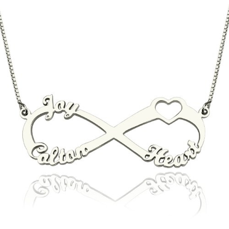 Heart Infinity Necklace with 1–3 Names Personalised heart infinity necklace with names
