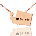 Washington State Map Heart Name Necklace Washington State map heart name necklace in rose gold