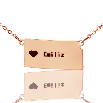 Custom Kansas State Shaped Necklaces With Heart Name Rose Gold