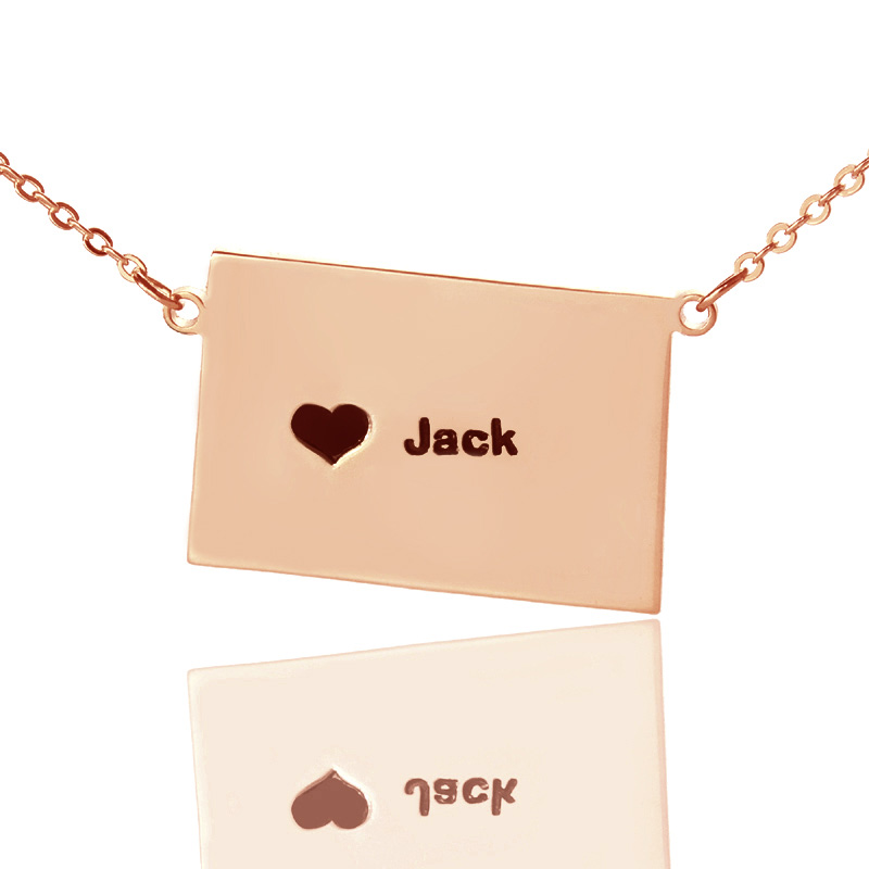Custom Colorado State Heart Name Necklace Custom Colorado state-shaped heart name necklace