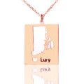 Personalised Rhode state dog tag necklace with heart name detail