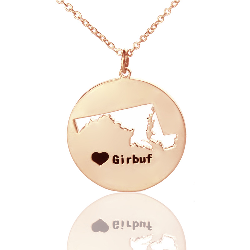 Custom Maryland State Name Necklace Custom Maryland state name necklace with heart detail