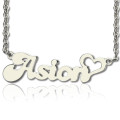 Custom Banana Font Heart Name Necklace Custom Banana font heart-shaped name necklace