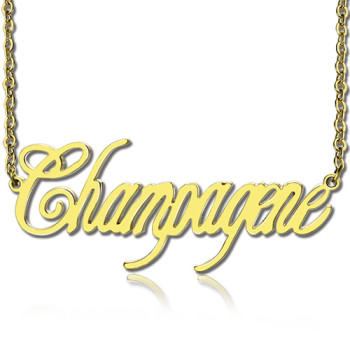 Solid Gold Plated Personalised Champagne Font Name Necklace