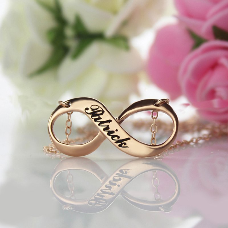 Engraved Infinity Necklace Engraved infinity name necklace product view