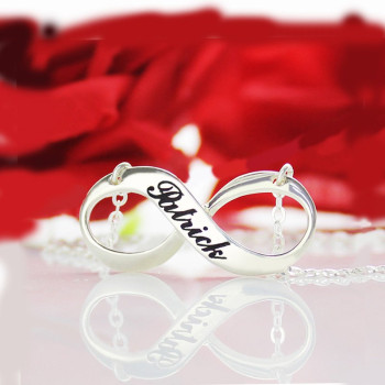 Engraved Name Infinity Necklace Sterling Silver Engraved Name Infinity Necklace Sterling Silver