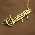 Personalised Champagne font name necklace in solid gold