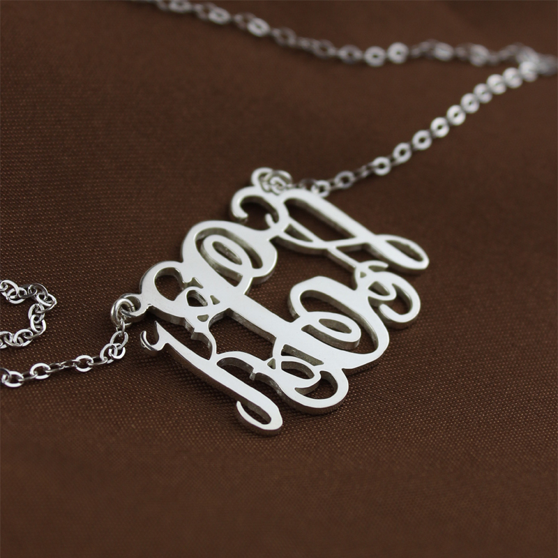 Personalised White Gold Monogram Necklace Personalised white gold monogram necklace product image