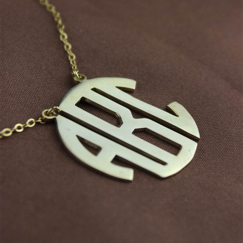 Solid Gold Block Monogram Pendant Necklace 18ct solid gold Block monogram pendant necklace product image