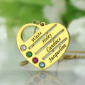 Personalised mother’s birthstone heart name necklace, alternate view