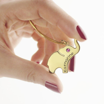Elephant Lucky Charm Necklace Engraved Name 18ct Gold Plated Elephant Lucky Charm Necklace Engraved Name 18ct Gold Plated