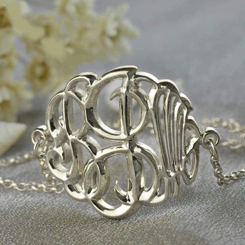 Sterling Silver Monogram Bracelet Hand-painted sterling silver monogram bracelet image