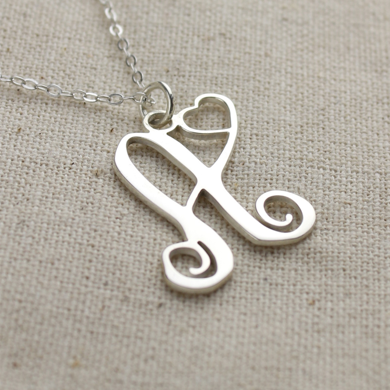 Custom Heart Initial Monogram Necklace Custom heart initial monogram necklace product image