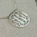 18ct White Gold Circle Monogram Necklace 18ct white gold circle monogram necklace gallery image