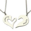 Personalised breakable heart name necklace for couples
