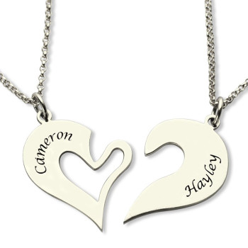 Personalised Breakable Heart Name Necklace for Couples Silver Personalised Breakable Heart Name Necklace for Couples Silver