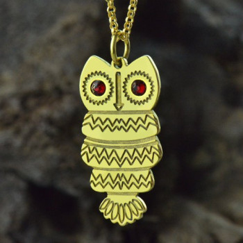Cute Birthstone Owl Name Necklace 18ct Gold Plated Cute Birthstone Owl Name Necklace 18ct Gold Plated