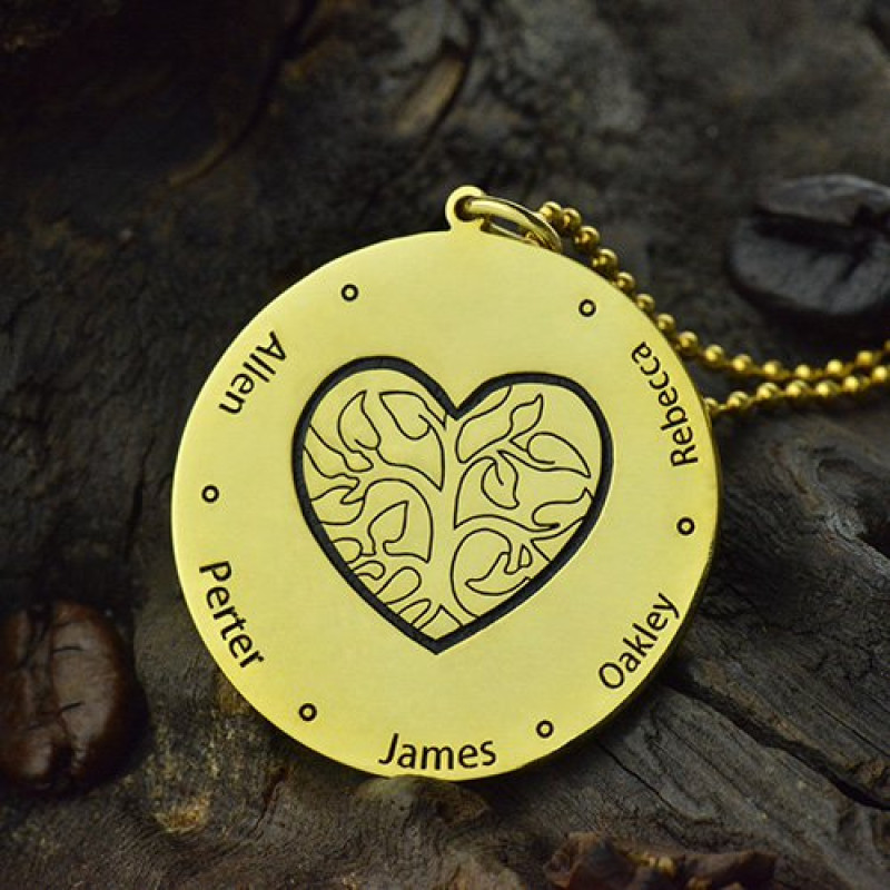 Heart Family Tree Necklace in 18ct Gold Plating product image