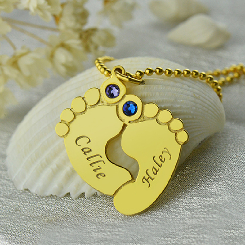 Birthstone Baby Feet Charm Pendant View Birthstone baby feet charm pendant product view